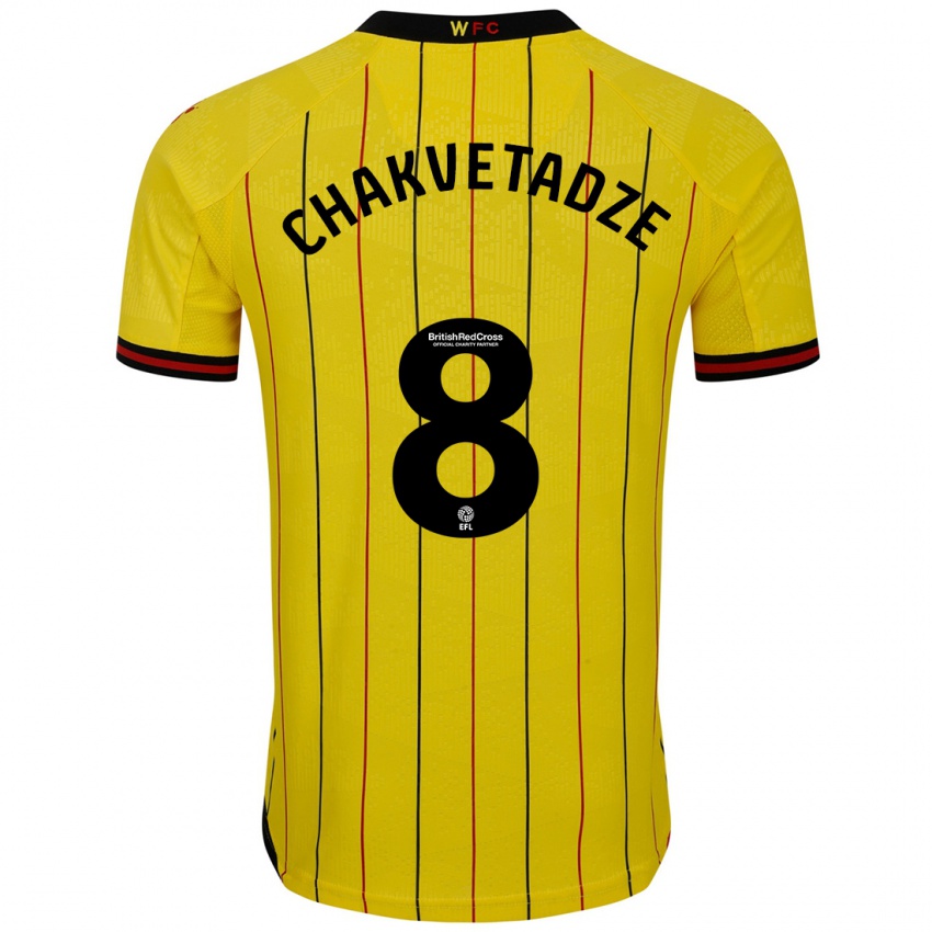 Kinder Giorgi Chakvetadze #8 Gelb Schwarz Heimtrikot Trikot 2024/25 T-Shirt Österreich