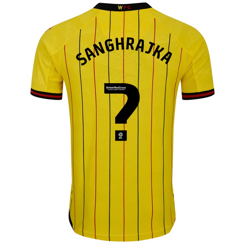 Kinder Amar Sanghrajka #0 Gelb Schwarz Heimtrikot Trikot 2024/25 T-Shirt Österreich