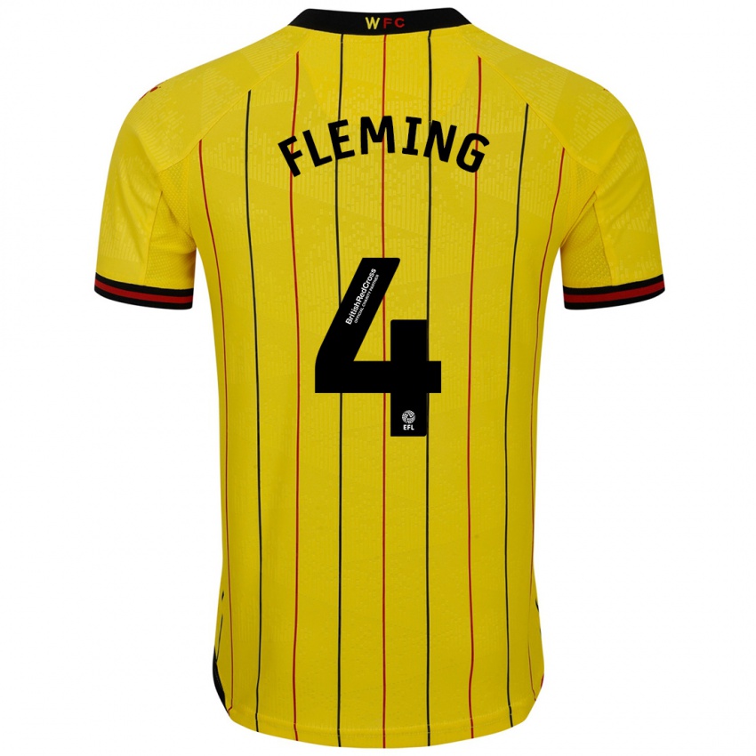 Kinder Charlotte Fleming #4 Gelb Schwarz Heimtrikot Trikot 2024/25 T-Shirt Österreich