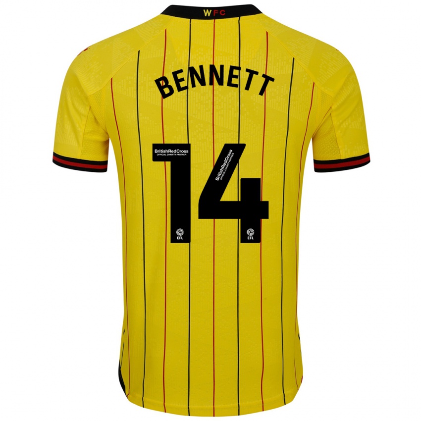 Kinder Harley Bennett #14 Gelb Schwarz Heimtrikot Trikot 2024/25 T-Shirt Österreich