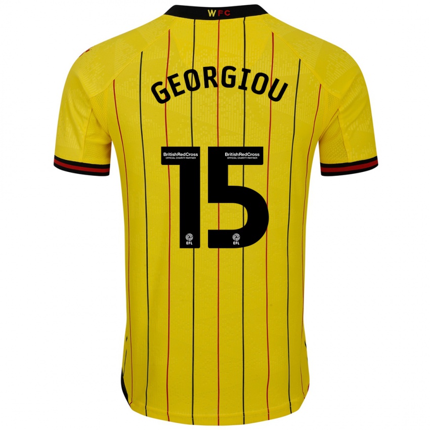 Kinder Andria Georgiou #15 Gelb Schwarz Heimtrikot Trikot 2024/25 T-Shirt Österreich