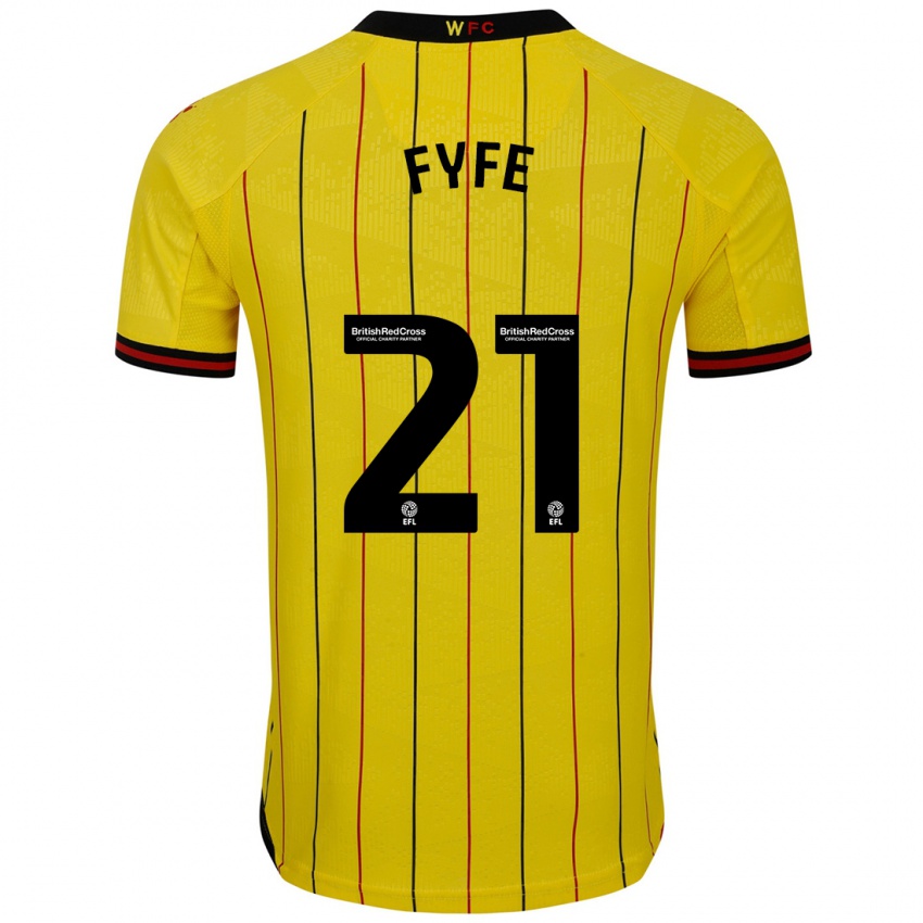 Kinder Flo Fyfe #21 Gelb Schwarz Heimtrikot Trikot 2024/25 T-Shirt Österreich