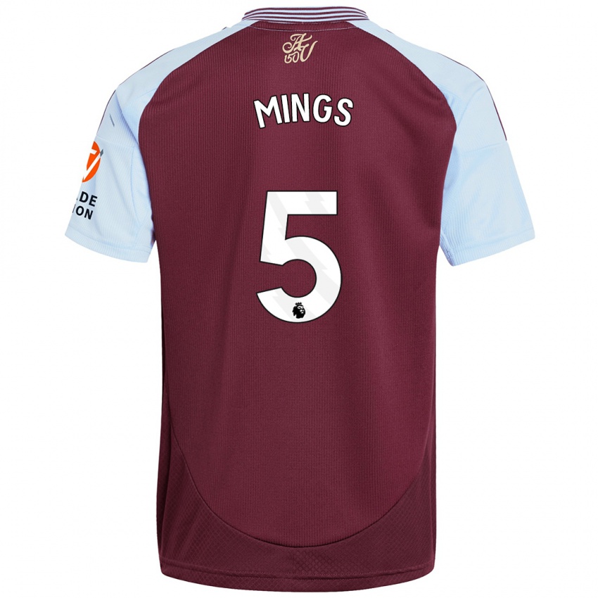 Kinder Tyrone Mings #5 Burgunder Himmelblau Heimtrikot Trikot 2024/25 T-Shirt Österreich