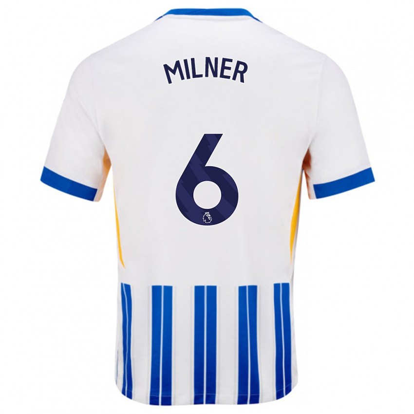 Kinder James Milner #6 Weiß Blaue Nadelstreifen Heimtrikot Trikot 2024/25 T-Shirt Österreich