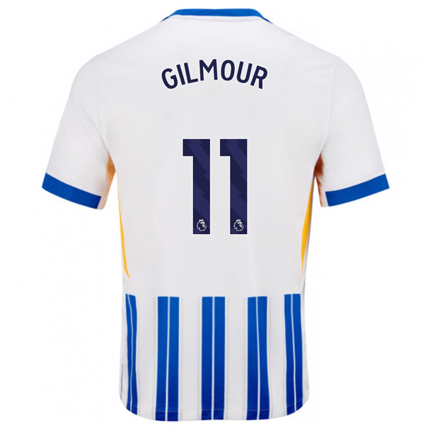 Kinder Billy Gilmour #11 Weiß Blaue Nadelstreifen Heimtrikot Trikot 2024/25 T-Shirt Österreich