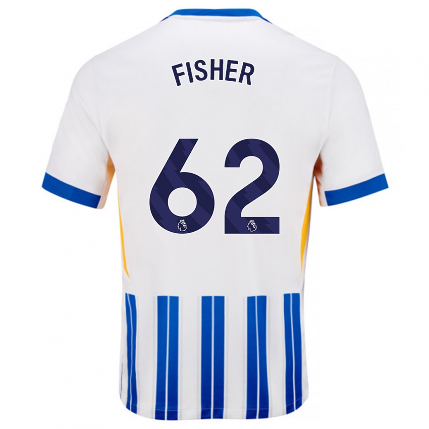 Kinder Hugo Fisher #62 Weiß Blaue Nadelstreifen Heimtrikot Trikot 2024/25 T-Shirt Österreich