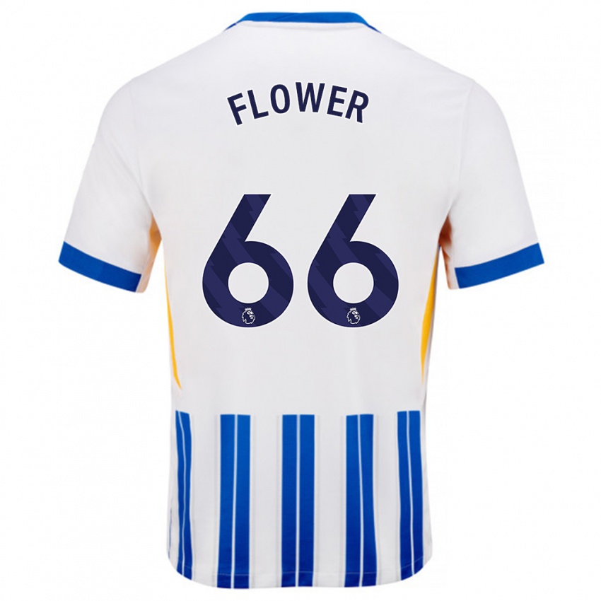 Kinder Louis Flower #66 Weiß Blaue Nadelstreifen Heimtrikot Trikot 2024/25 T-Shirt Österreich