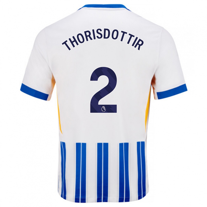 Kinder Maria Thorisdottir #2 Weiß Blaue Nadelstreifen Heimtrikot Trikot 2024/25 T-Shirt Österreich