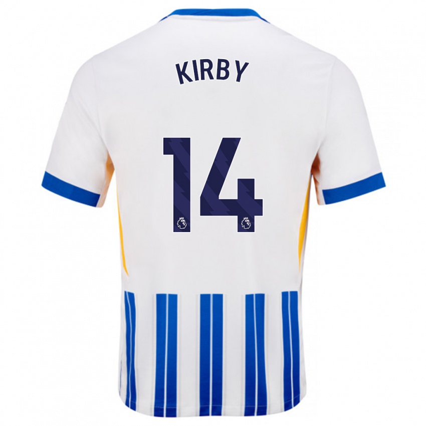 Kinder Fran Kirby #14 Weiß Blaue Nadelstreifen Heimtrikot Trikot 2024/25 T-Shirt Österreich