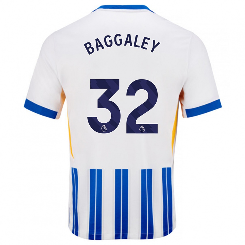 Kinder Sophie Baggaley #32 Weiß Blaue Nadelstreifen Heimtrikot Trikot 2024/25 T-Shirt Österreich