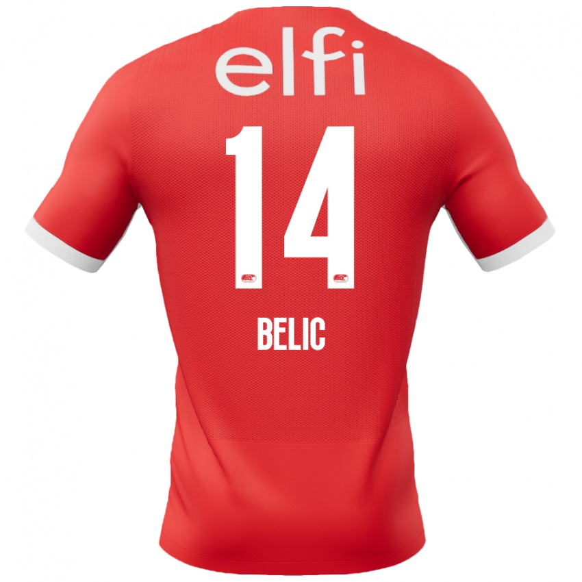 Kinder Kristijan Belic #14 Rot Weiß Heimtrikot Trikot 2024/25 T-Shirt Österreich