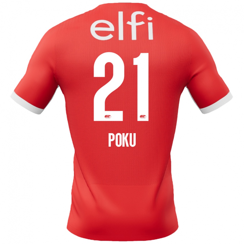 Kinder Ernest Poku #21 Rot Weiß Heimtrikot Trikot 2024/25 T-Shirt Österreich