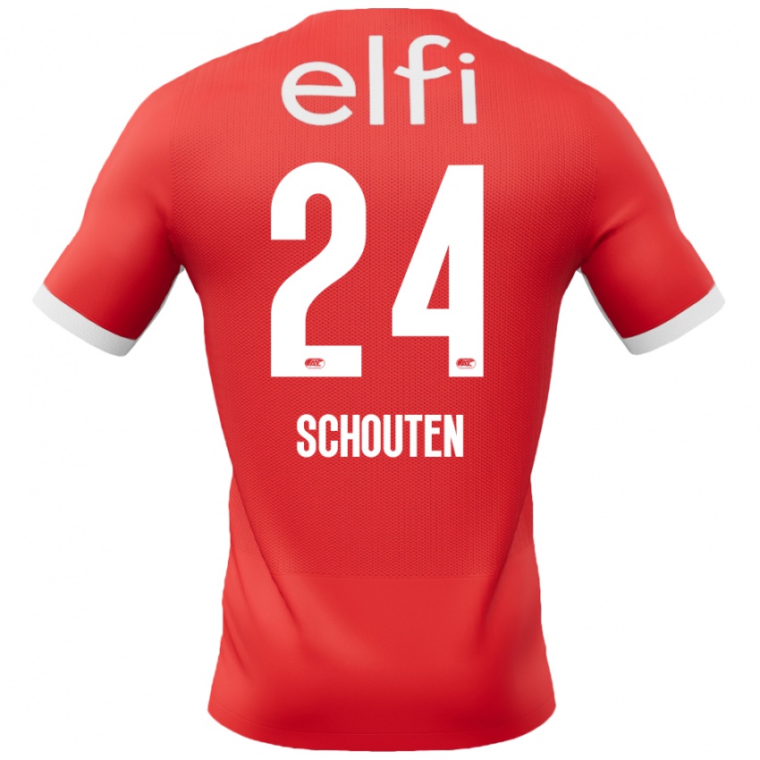 Kinder Lewis Schouten #24 Rot Weiß Heimtrikot Trikot 2024/25 T-Shirt Österreich