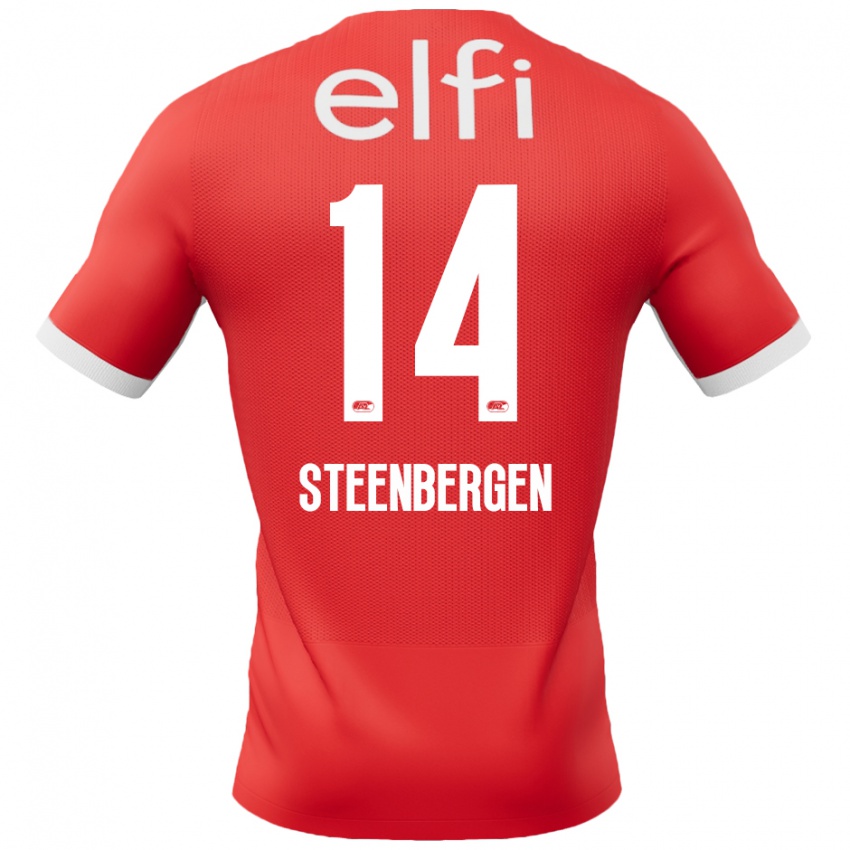 Kinder Thom Steenbergen #14 Rot Weiß Heimtrikot Trikot 2024/25 T-Shirt Österreich