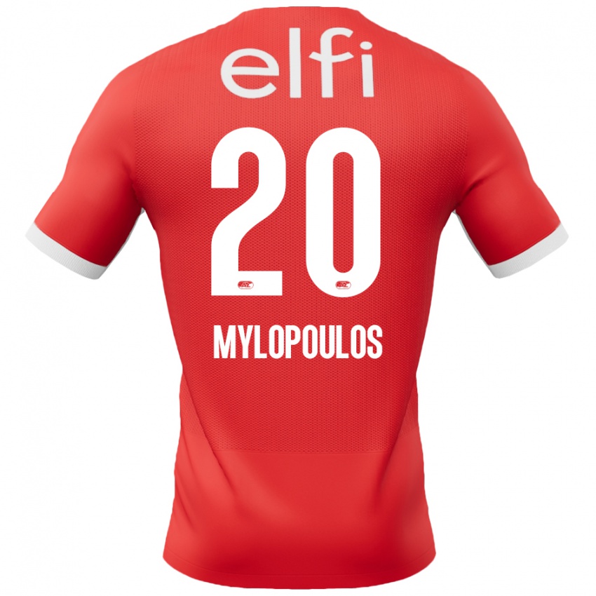 Kinder Marios Mylopoulos #20 Rot Weiß Heimtrikot Trikot 2024/25 T-Shirt Österreich