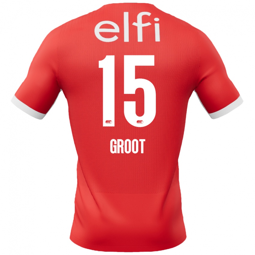 Kinder Pleun Groot #15 Rot Weiß Heimtrikot Trikot 2024/25 T-Shirt Österreich