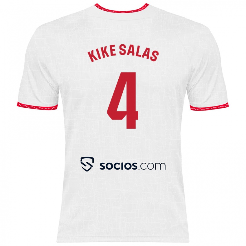 Kinder Kike Salas #4 Weiß Rot Heimtrikot Trikot 2024/25 T-Shirt Österreich