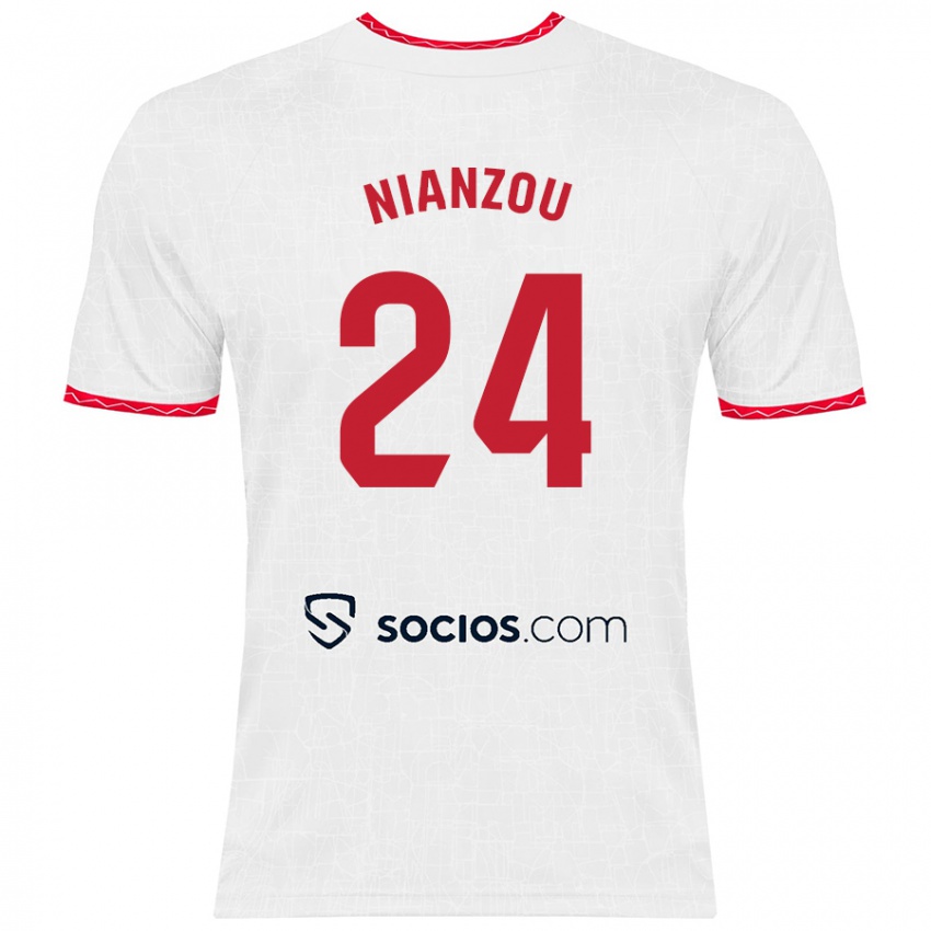 Kinder Tanguy Nianzou #24 Weiß Rot Heimtrikot Trikot 2024/25 T-Shirt Österreich