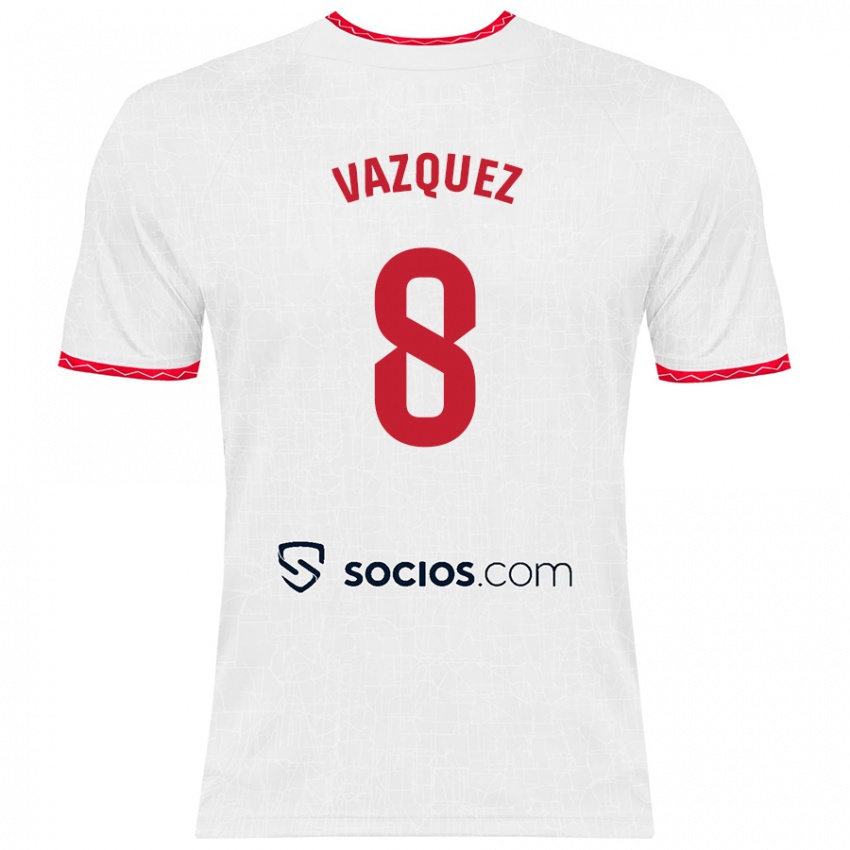 Kinder Manolo Vázquez #8 Weiß Rot Heimtrikot Trikot 2024/25 T-Shirt Österreich