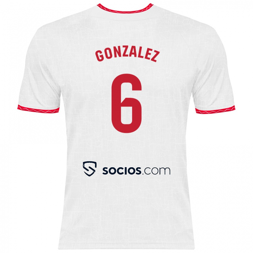 Kinder Pamela González #6 Weiß Rot Heimtrikot Trikot 2024/25 T-Shirt Österreich