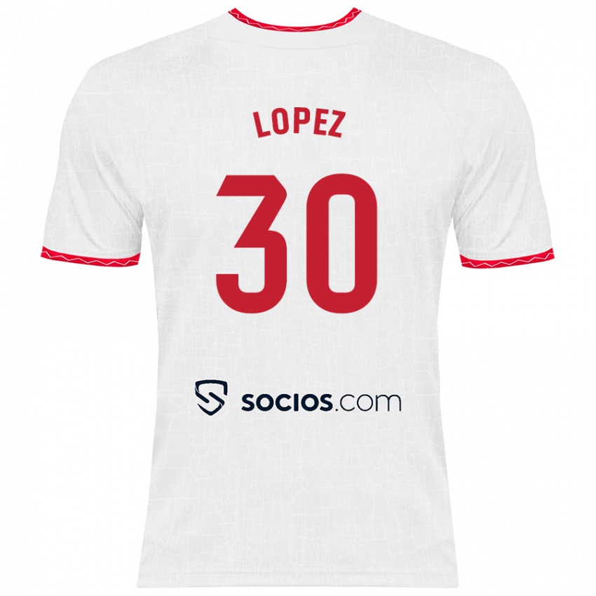 Kinder Alba López #30 Weiß Rot Heimtrikot Trikot 2024/25 T-Shirt Österreich