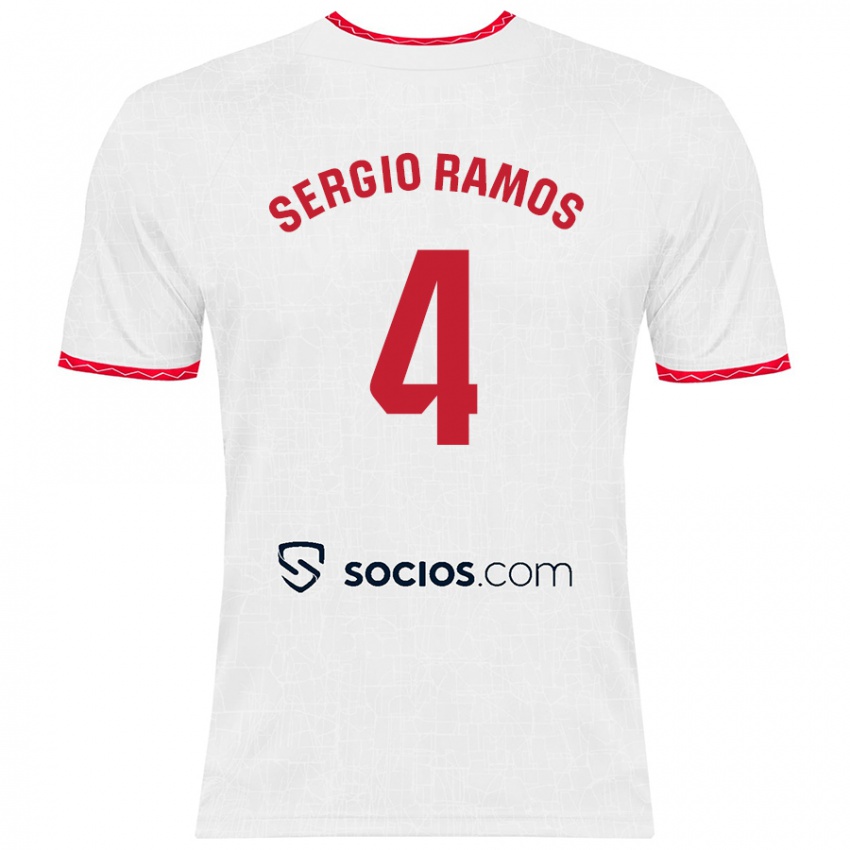 Kinder Sergio Ramos #4 Weiß Rot Heimtrikot Trikot 2024/25 T-Shirt Österreich