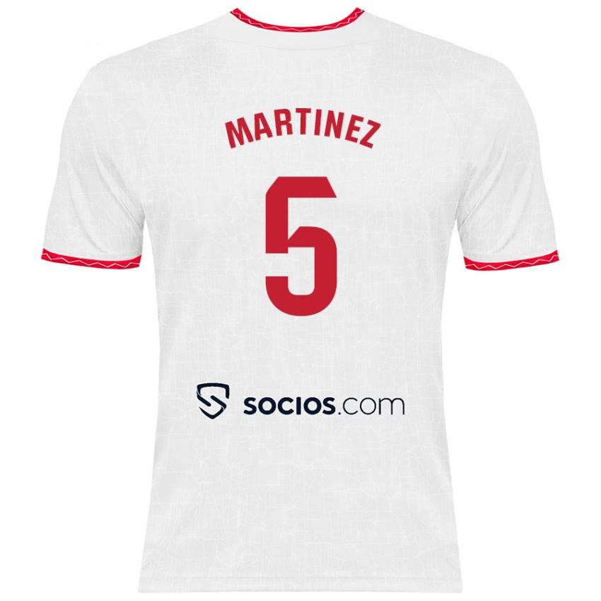 Kinder Sergio Martínez #5 Weiß Rot Heimtrikot Trikot 2024/25 T-Shirt Österreich