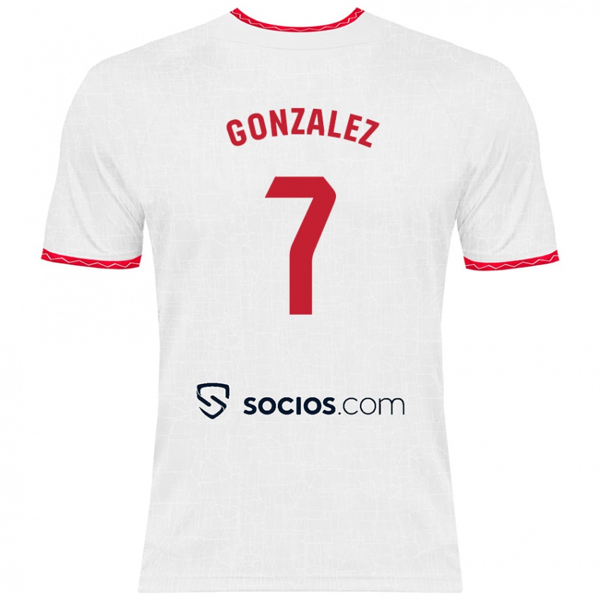 Kinder Juan González #7 Weiß Rot Heimtrikot Trikot 2024/25 T-Shirt Österreich