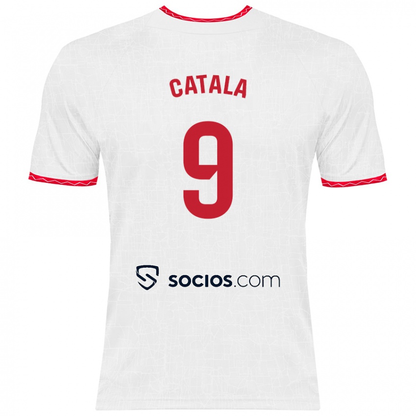 Kinder Rubén Catalá #9 Weiß Rot Heimtrikot Trikot 2024/25 T-Shirt Österreich