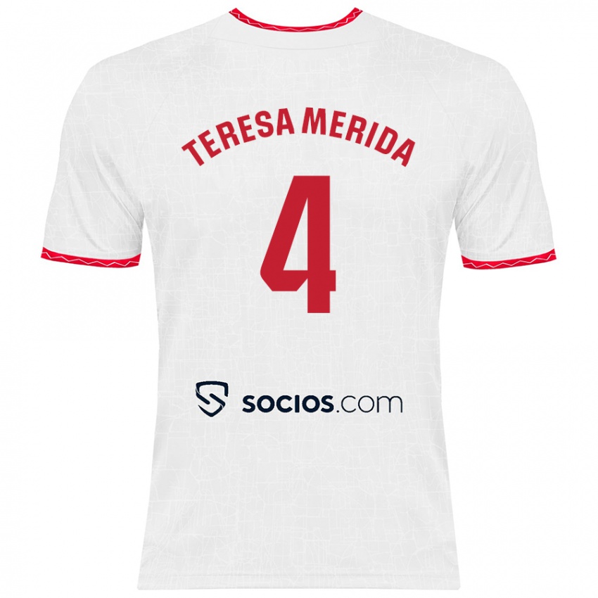 Kinder Teresa Merida #4 Weiß Rot Heimtrikot Trikot 2024/25 T-Shirt Österreich