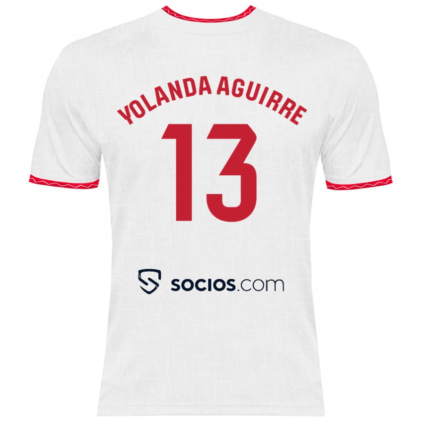 Kinder Yolanda Aguirre Gutiérrez #13 Weiß Rot Heimtrikot Trikot 2024/25 T-Shirt Österreich