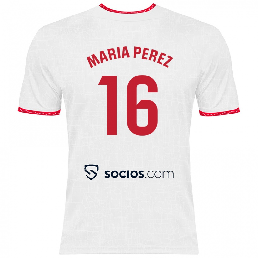 Kinder María Pérez Rabaza #16 Weiß Rot Heimtrikot Trikot 2024/25 T-Shirt Österreich