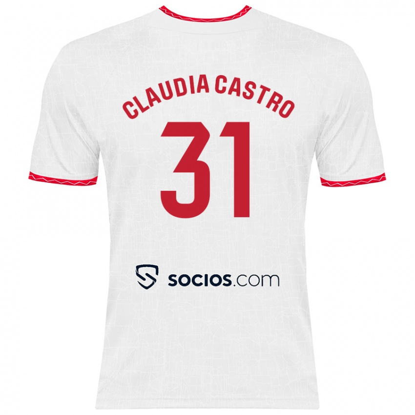 Kinder Claudia Castro Romero #31 Weiß Rot Heimtrikot Trikot 2024/25 T-Shirt Österreich