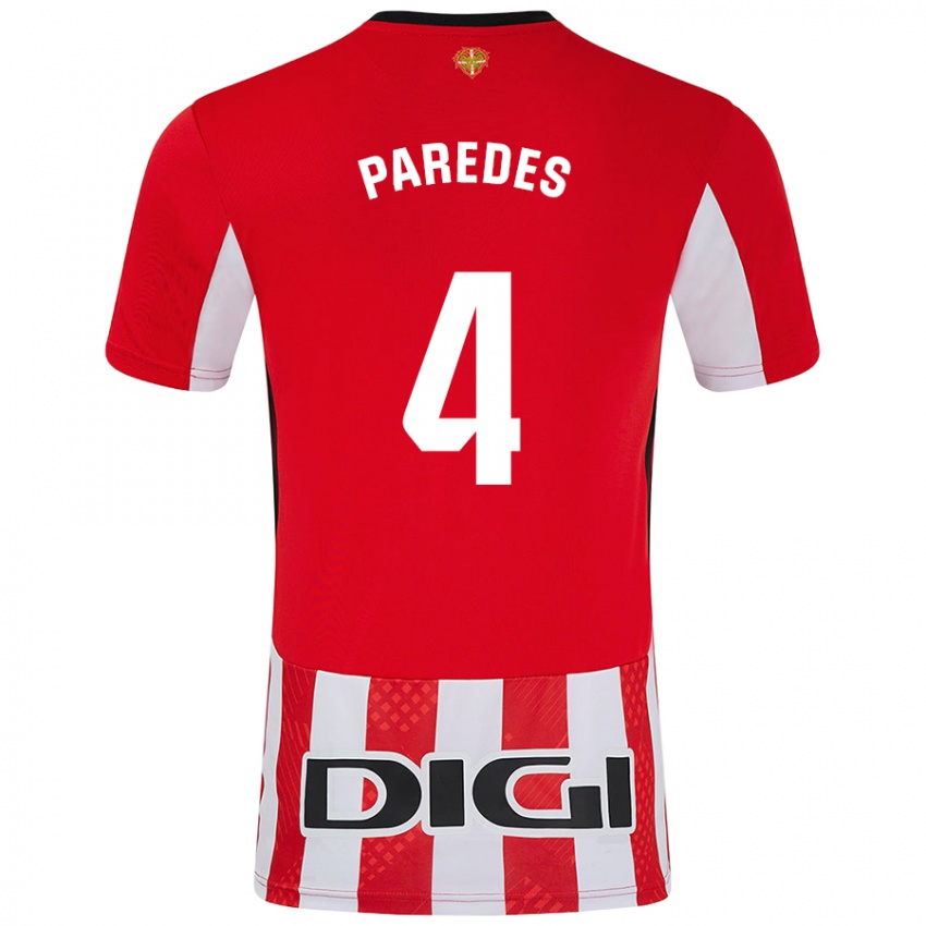 Kinder Aitor Paredes #4 Rot Weiß Heimtrikot Trikot 2024/25 T-Shirt Österreich