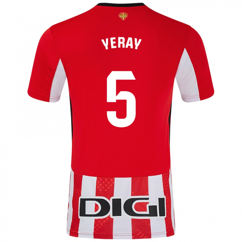 Kinder Yeray Álvarez #5 Rot Weiß Heimtrikot Trikot 2024/25 T-Shirt Österreich