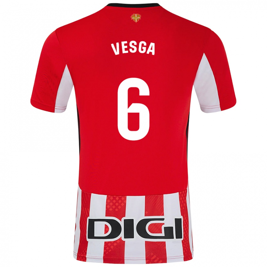 Kinder Mikel Vesga #6 Rot Weiß Heimtrikot Trikot 2024/25 T-Shirt Österreich