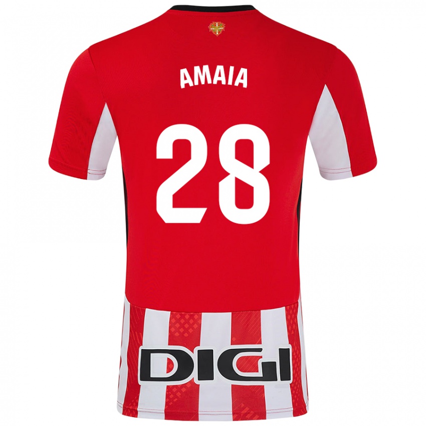 Kinder Amaia Martinez De La Peña #28 Rot Weiß Heimtrikot Trikot 2024/25 T-Shirt Österreich