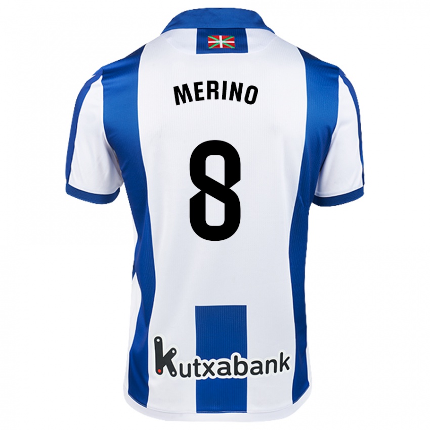 Kinder Mikel Merino #8 Weiß Blau Heimtrikot Trikot 2024/25 T-Shirt Österreich