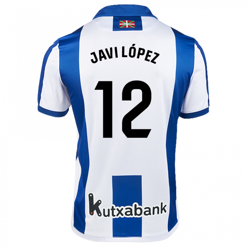 Kinder Javi López #12 Weiß Blau Heimtrikot Trikot 2024/25 T-Shirt Österreich