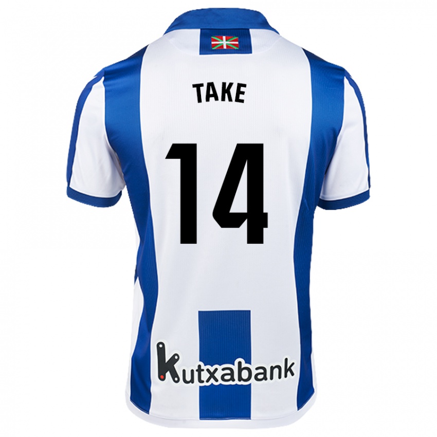 Kinder Takefusa Kubo #14 Weiß Blau Heimtrikot Trikot 2024/25 T-Shirt Österreich