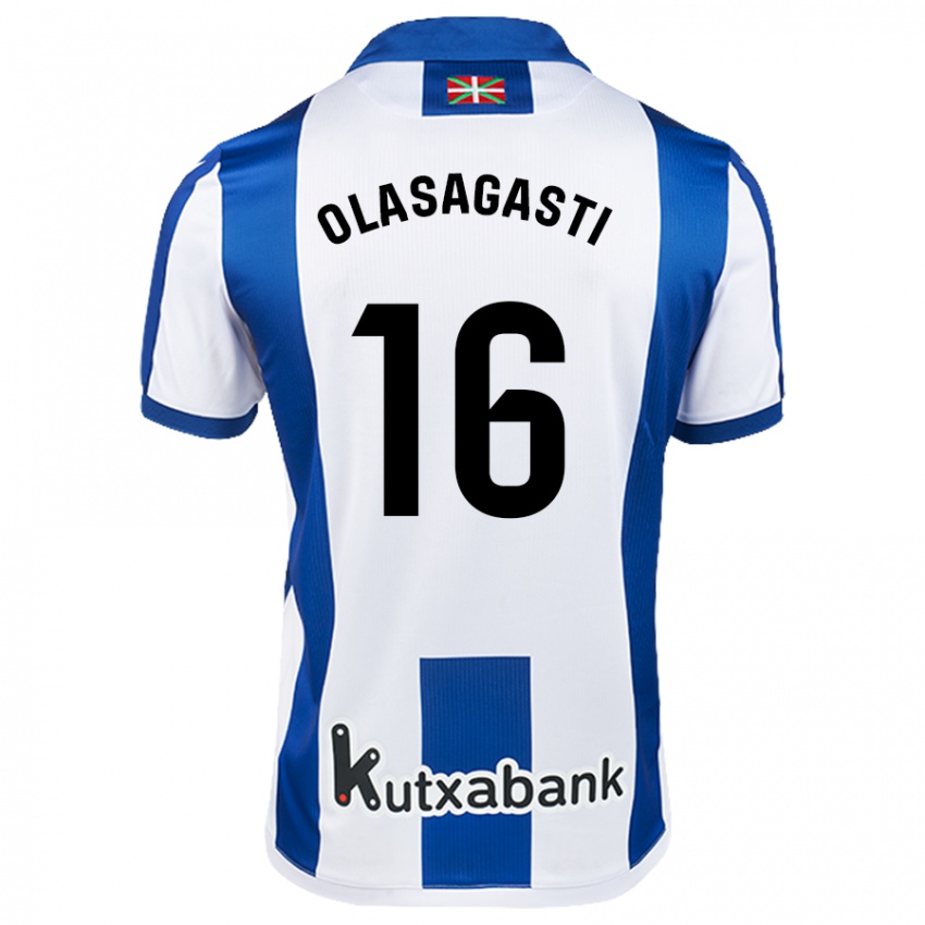 Kinder Jon Ander Olasagasti #16 Weiß Blau Heimtrikot Trikot 2024/25 T-Shirt Österreich