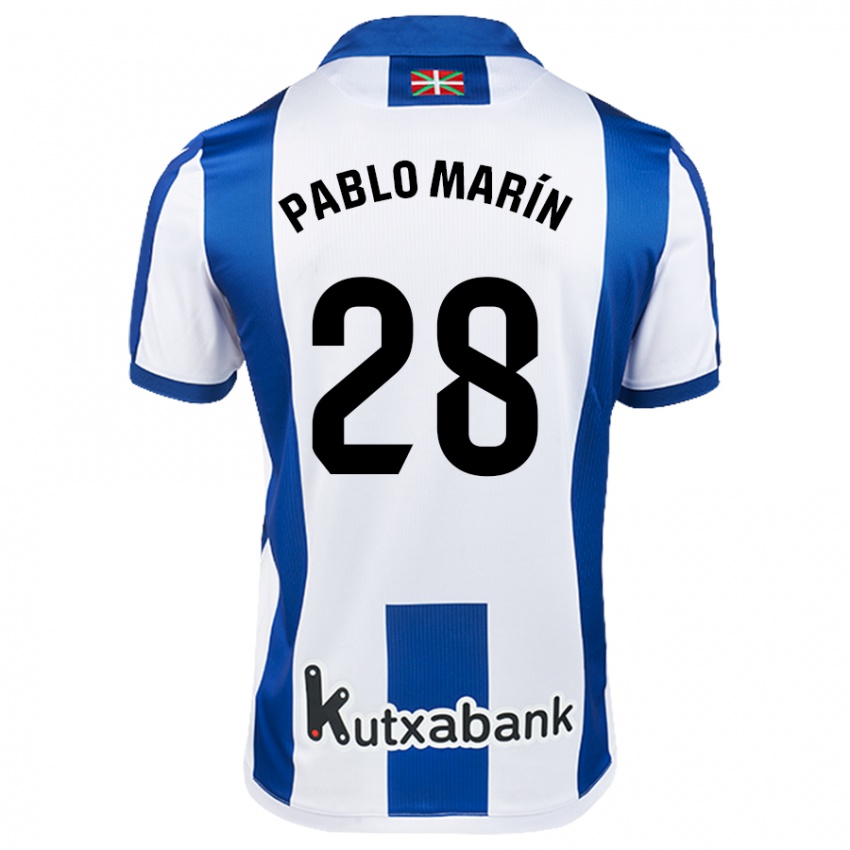 Kinder Pablo Marín #28 Weiß Blau Heimtrikot Trikot 2024/25 T-Shirt Österreich