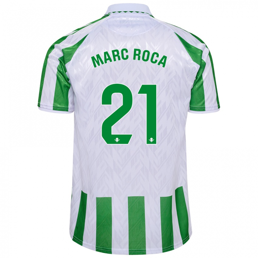 Kinder Marc Roca #21 Grün Weiße Streifen Heimtrikot Trikot 2024/25 T-Shirt Österreich