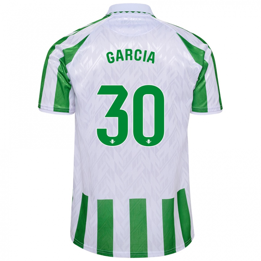 Kinder Germán García #30 Grün Weiße Streifen Heimtrikot Trikot 2024/25 T-Shirt Österreich