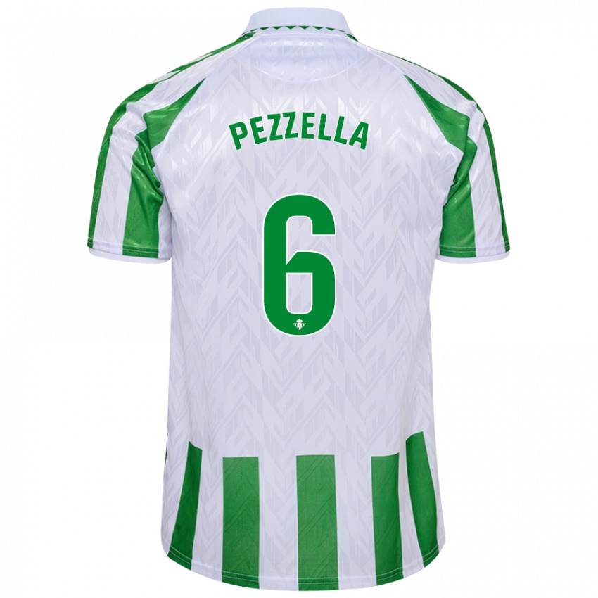 Kinder Germán Pezzella #6 Grün Weiße Streifen Heimtrikot Trikot 2024/25 T-Shirt Österreich