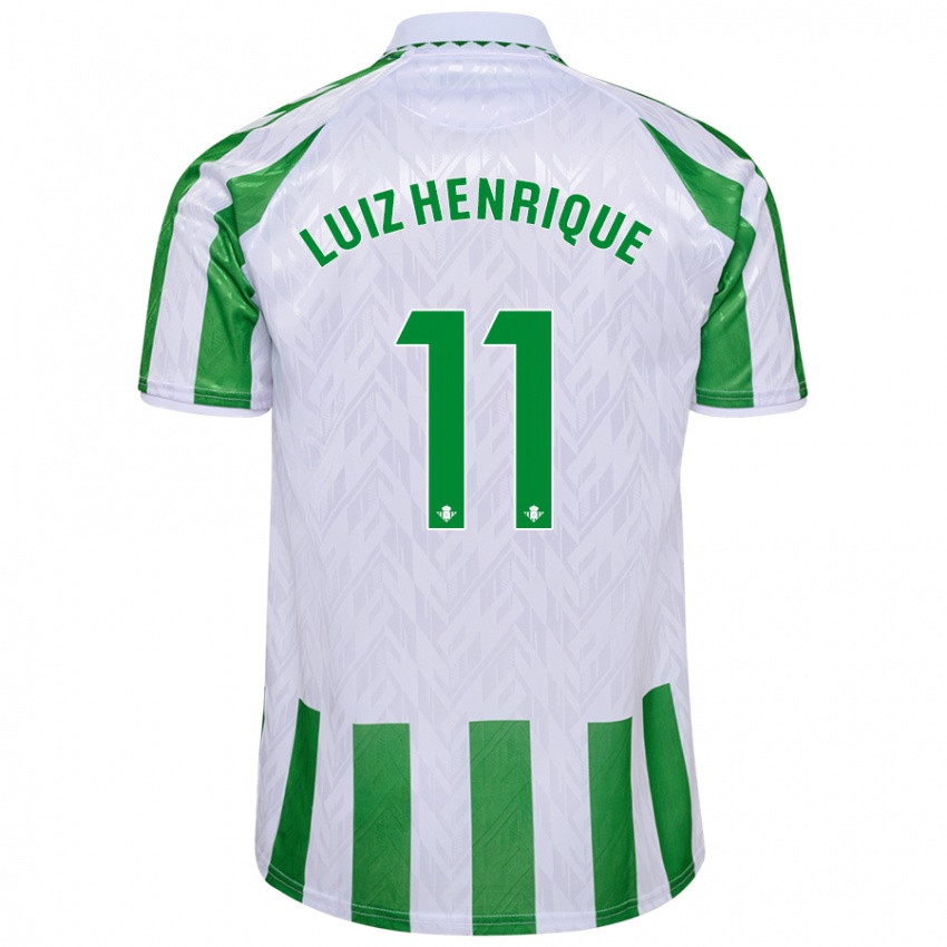 Kinder Luiz Henrique #11 Grün Weiße Streifen Heimtrikot Trikot 2024/25 T-Shirt Österreich