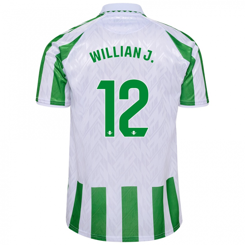 Kinder Willian José #12 Grün Weiße Streifen Heimtrikot Trikot 2024/25 T-Shirt Österreich