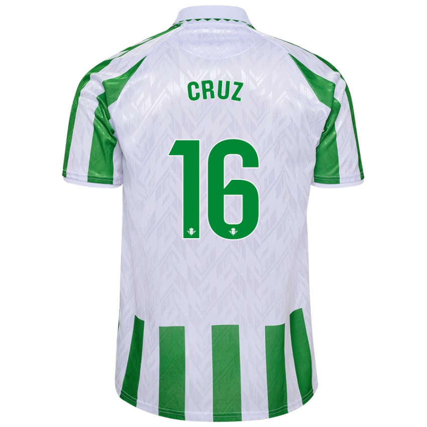 Kinder Juan Cruz #16 Grün Weiße Streifen Heimtrikot Trikot 2024/25 T-Shirt Österreich