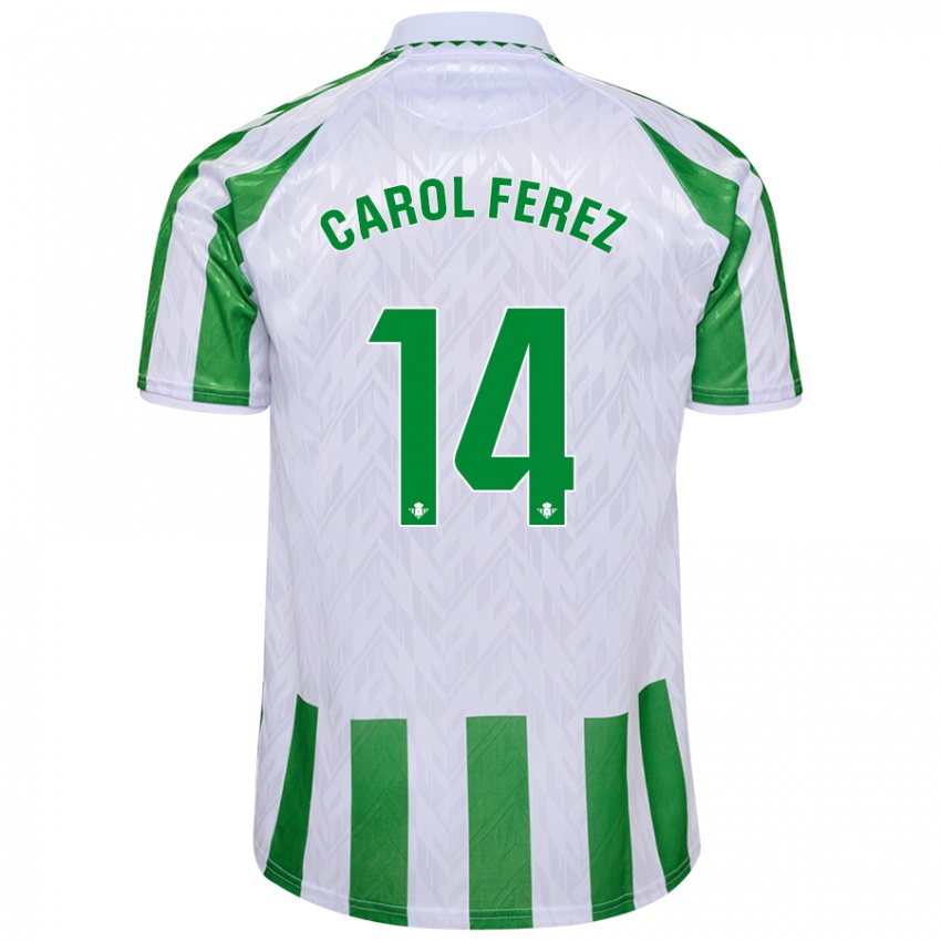 Kinder Carolina Férez Méndez #14 Grün Weiße Streifen Heimtrikot Trikot 2024/25 T-Shirt Österreich