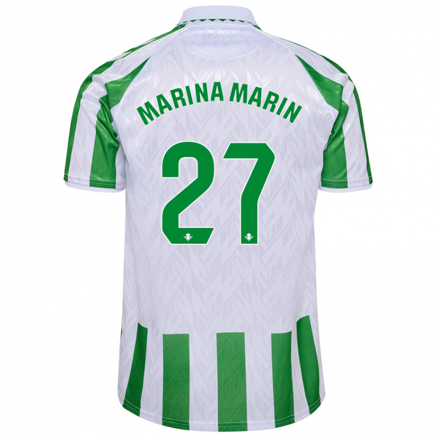 Kinder Marina Marín #27 Grün Weiße Streifen Heimtrikot Trikot 2024/25 T-Shirt Österreich